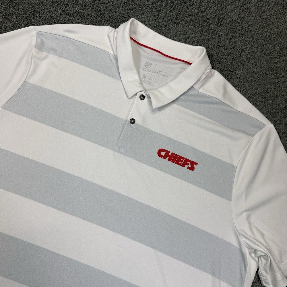 Kansas City Chiefs Nike Dri-Fit Polo Shirt Men's XXL White Gray‎ On Field NFL